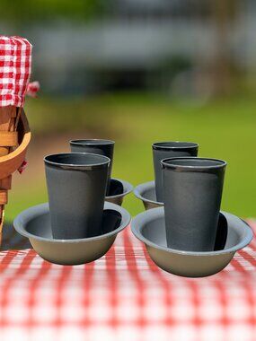 FREE with Any Purchase Sterilite Gray Plastic 4 Bowls and 4 Cups NWOT